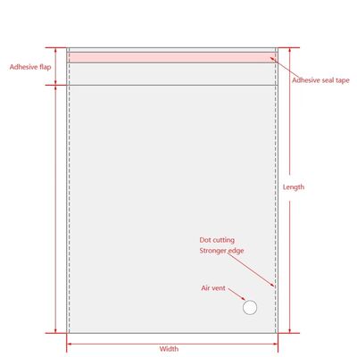 Установленная упаковка футболок Прозрачные прозрачные Opp пластиковые пакеты с самоклеящимся
